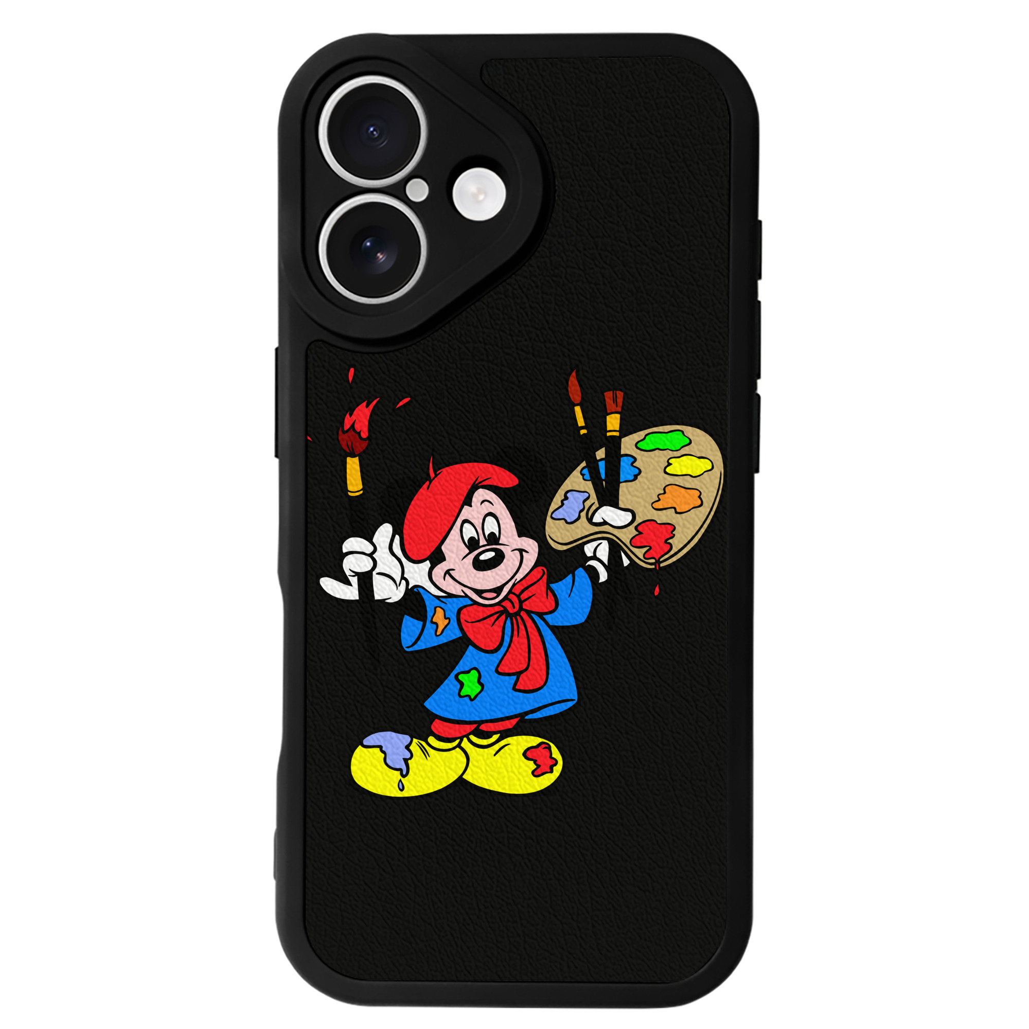 （画像用） ミッキーマウス Mickey Mouse 【iPhone 16シリーズ対応】シリコンスマホケース（レザー調） 材質：シリコン